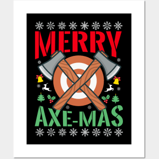 Merry Axemas Christmas Axe Throwing Posters and Art
